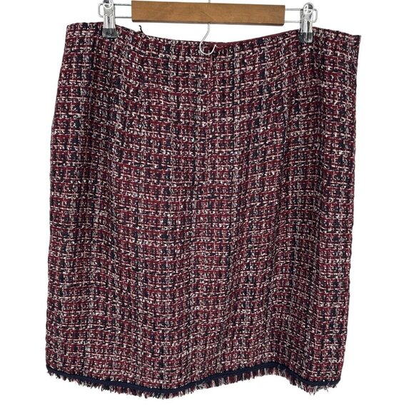 Talbots Petite Vintage-Style Tweed Skirt With Gold Buttons & Fringe Hem Sz 16P - Picture 5 of 11